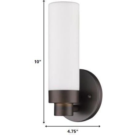 Bronze Wall Light With Narrow Frosted Glass Shade