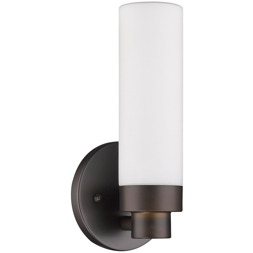Bronze Wall Light With Narrow Frosted Glass Shade