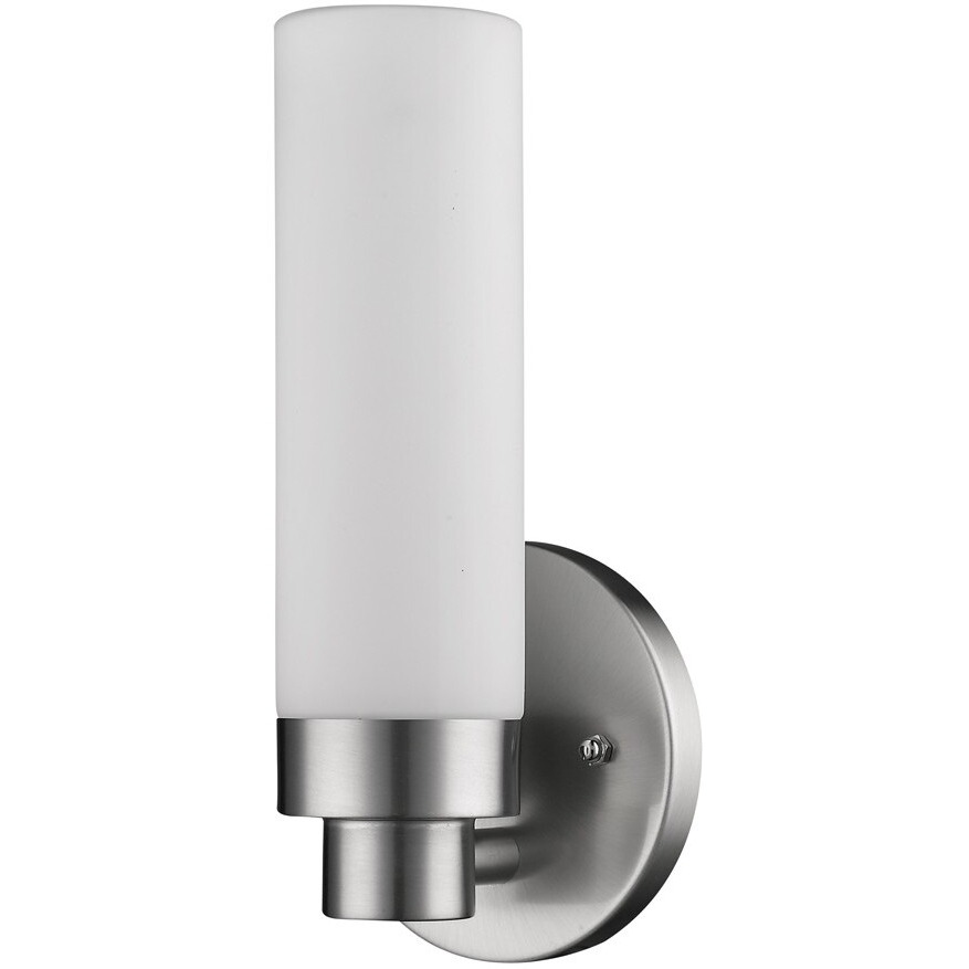 Silver Wall Light With Narrow Frosted Glass Shade