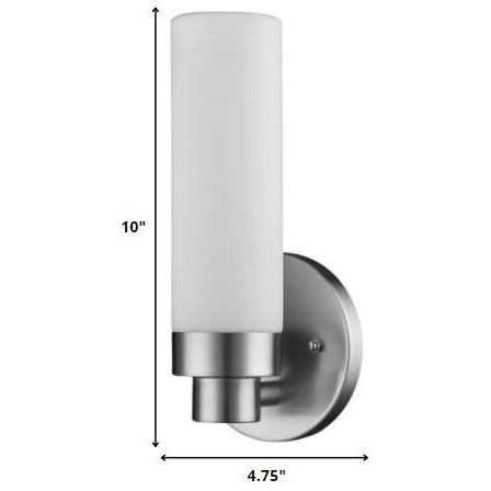 Silver Wall Light With Narrow Frosted Glass Shade