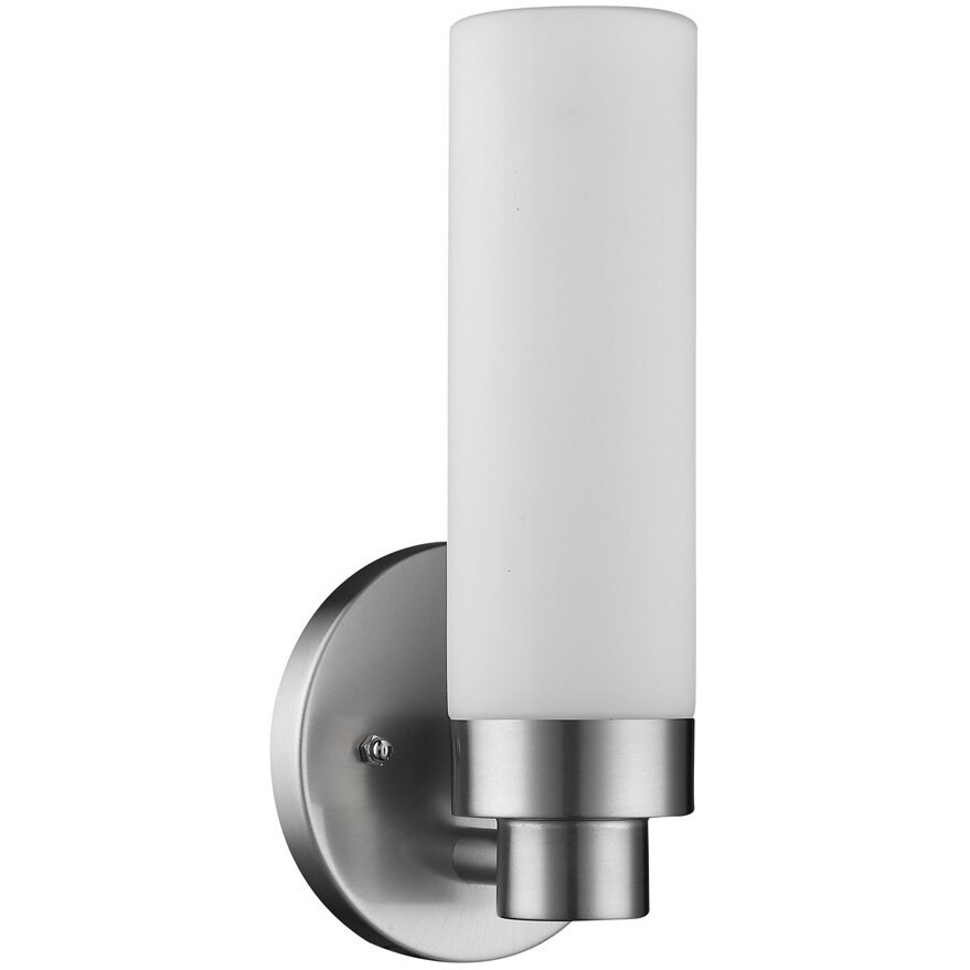 Silver Wall Light With Narrow Frosted Glass Shade
