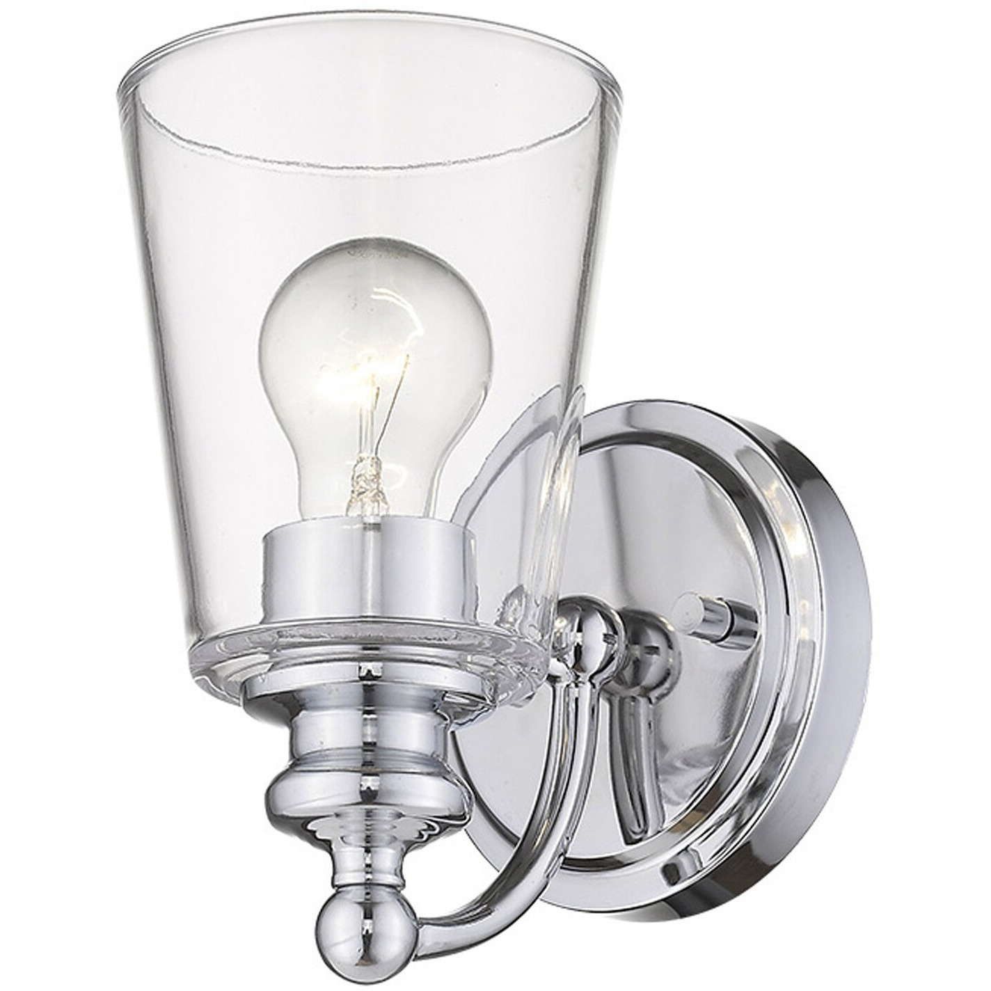 One Light Silver Glass Shade Wall Sconce