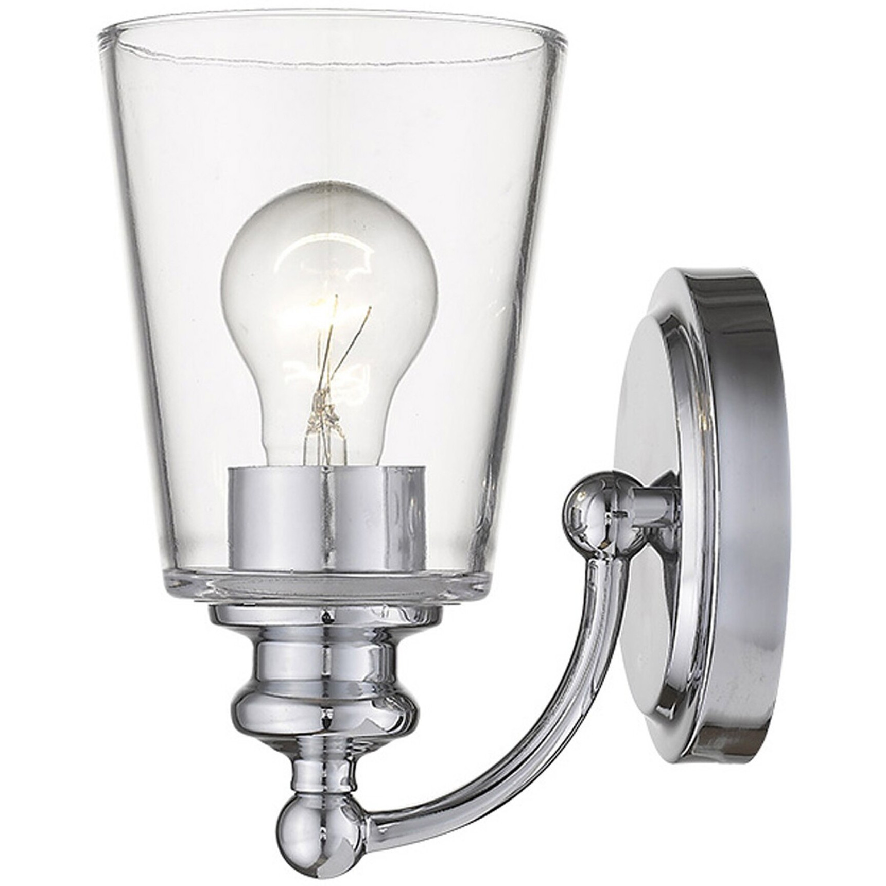 One Light Silver Glass Shade Wall Sconce