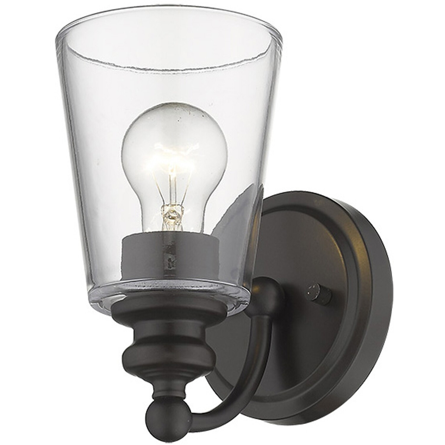 One Light Antique Bronze Glass Shade Wall Sconce