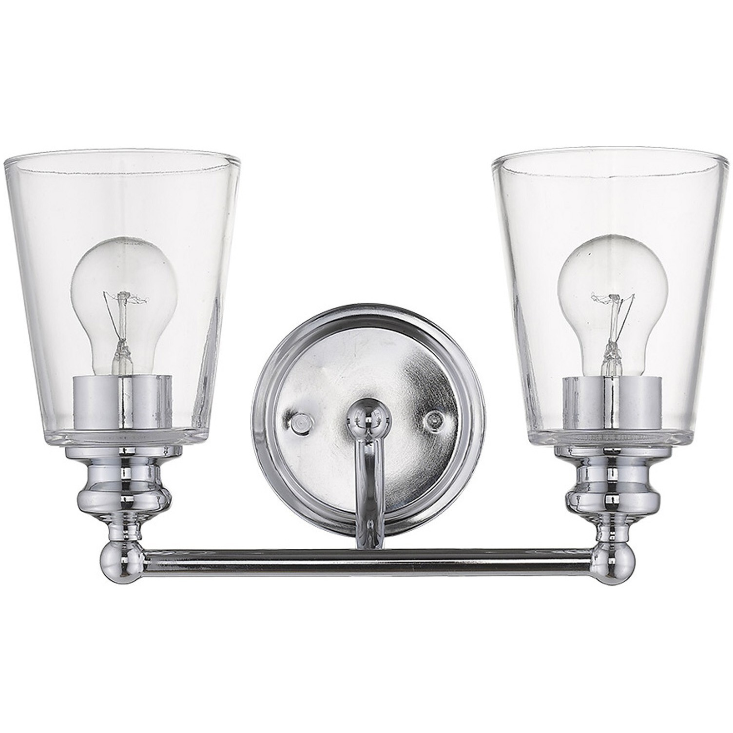 Two Light Silver Glass Shade Wall Sconce
