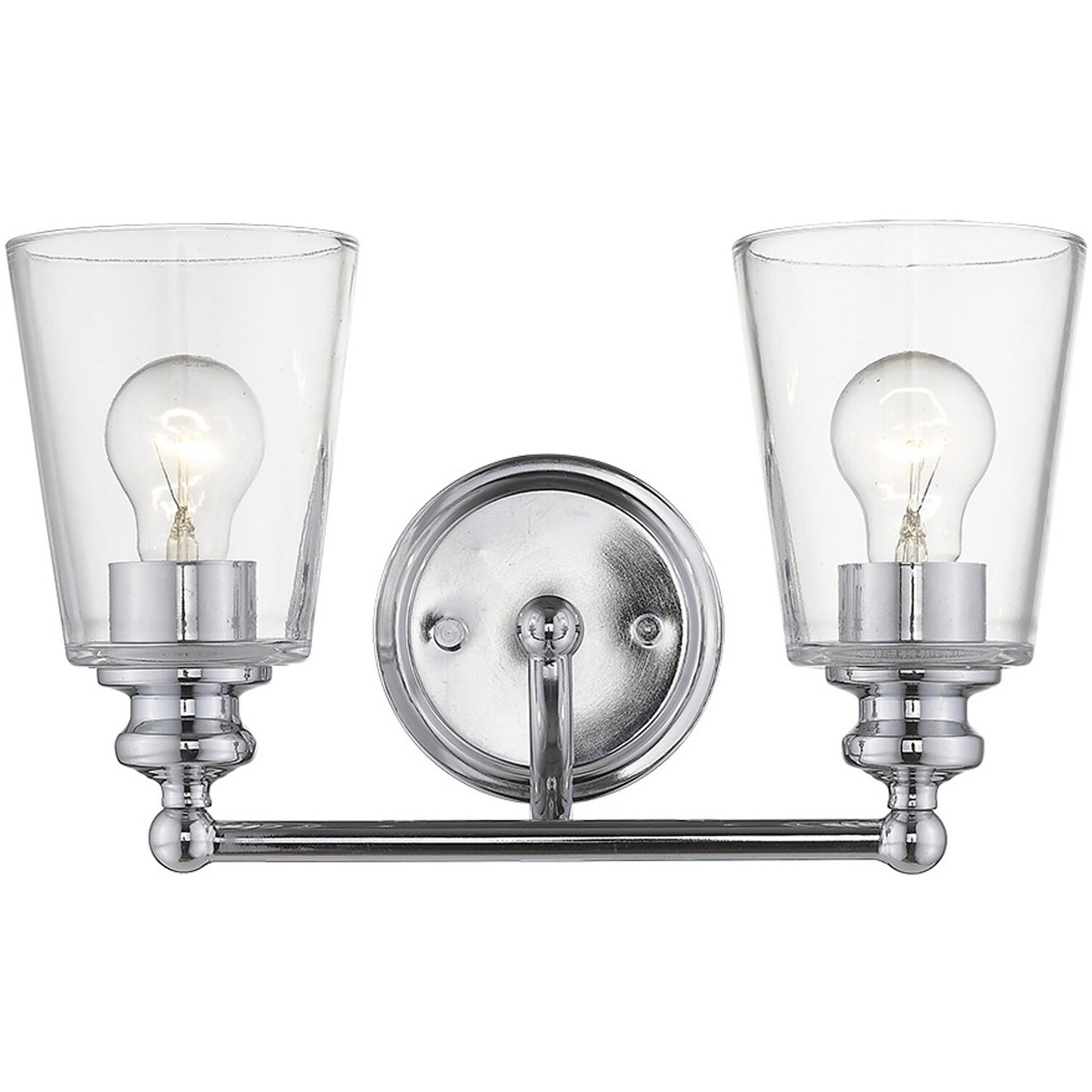 Two Light Silver Glass Shade Wall Sconce