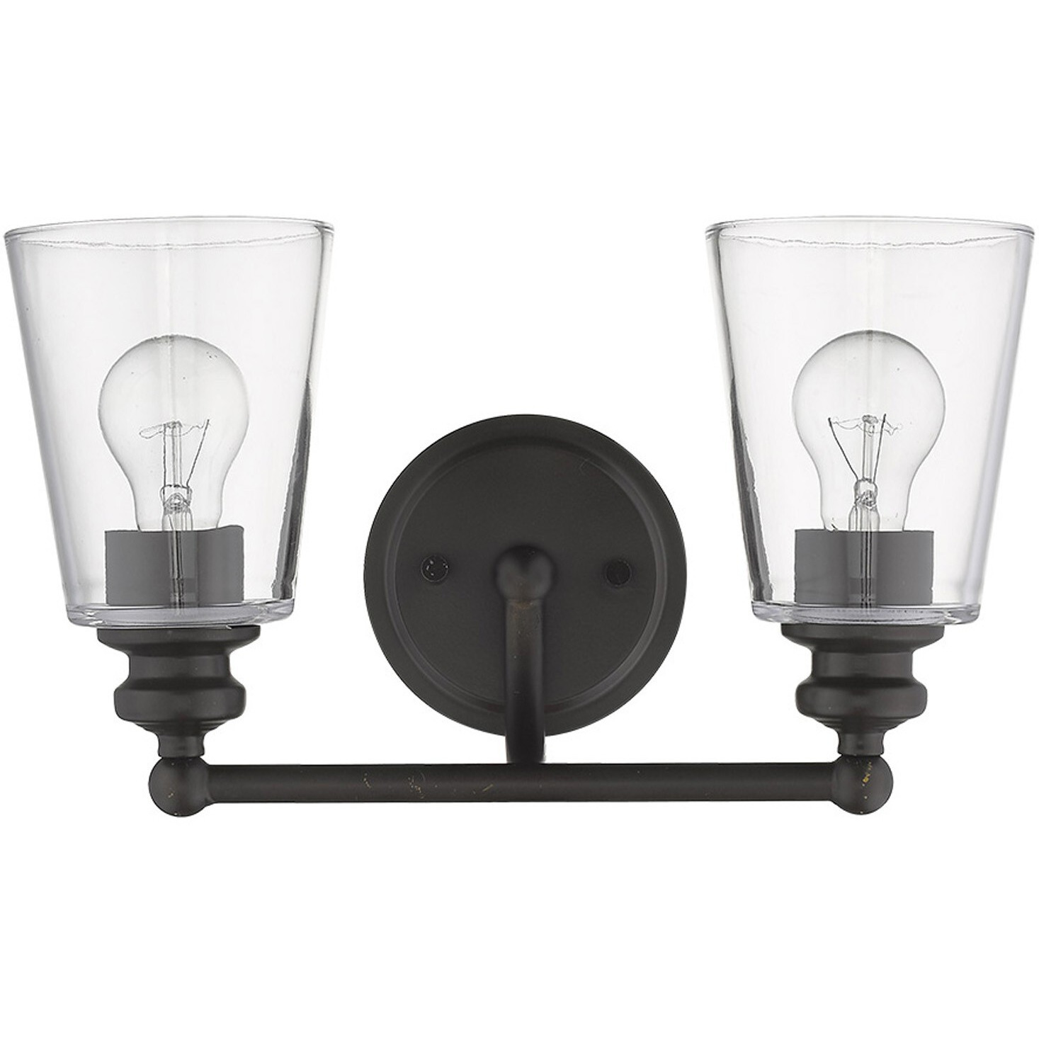 Two Light Antique Bronze Glass Shade Wall Sconce