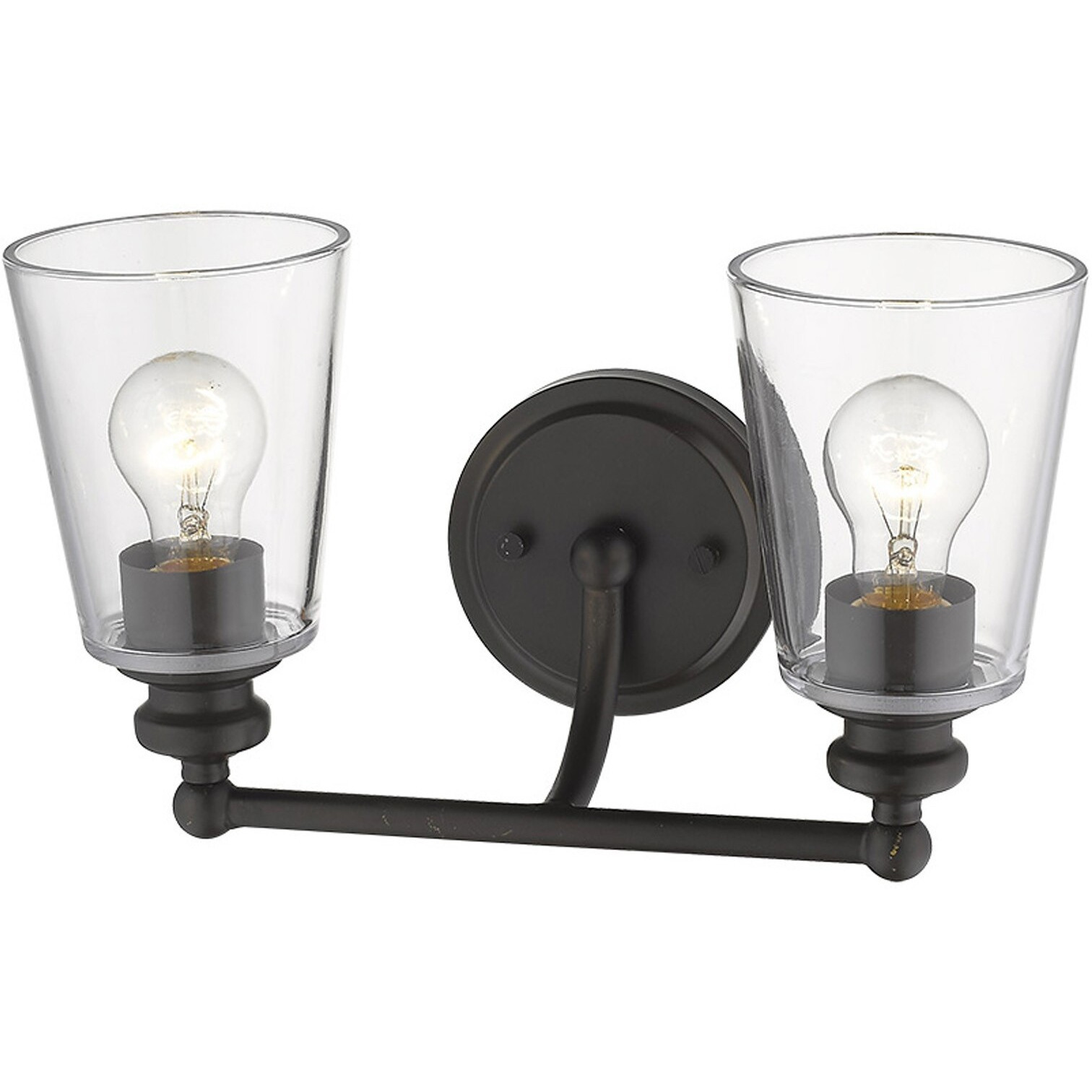 Two Light Antique Bronze Glass Shade Wall Sconce