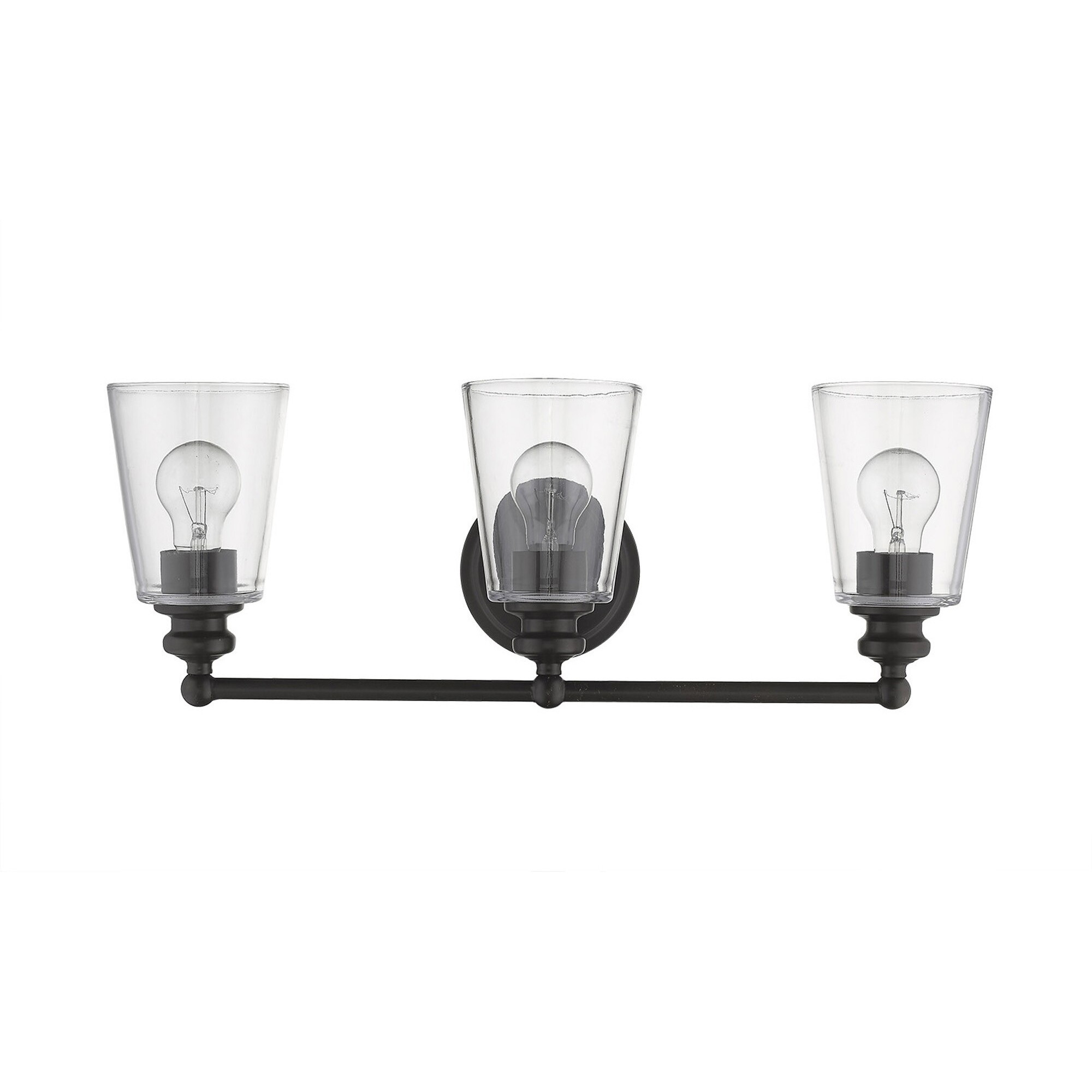 Three Light Antique Bronze Glass Shade Wall Sconce