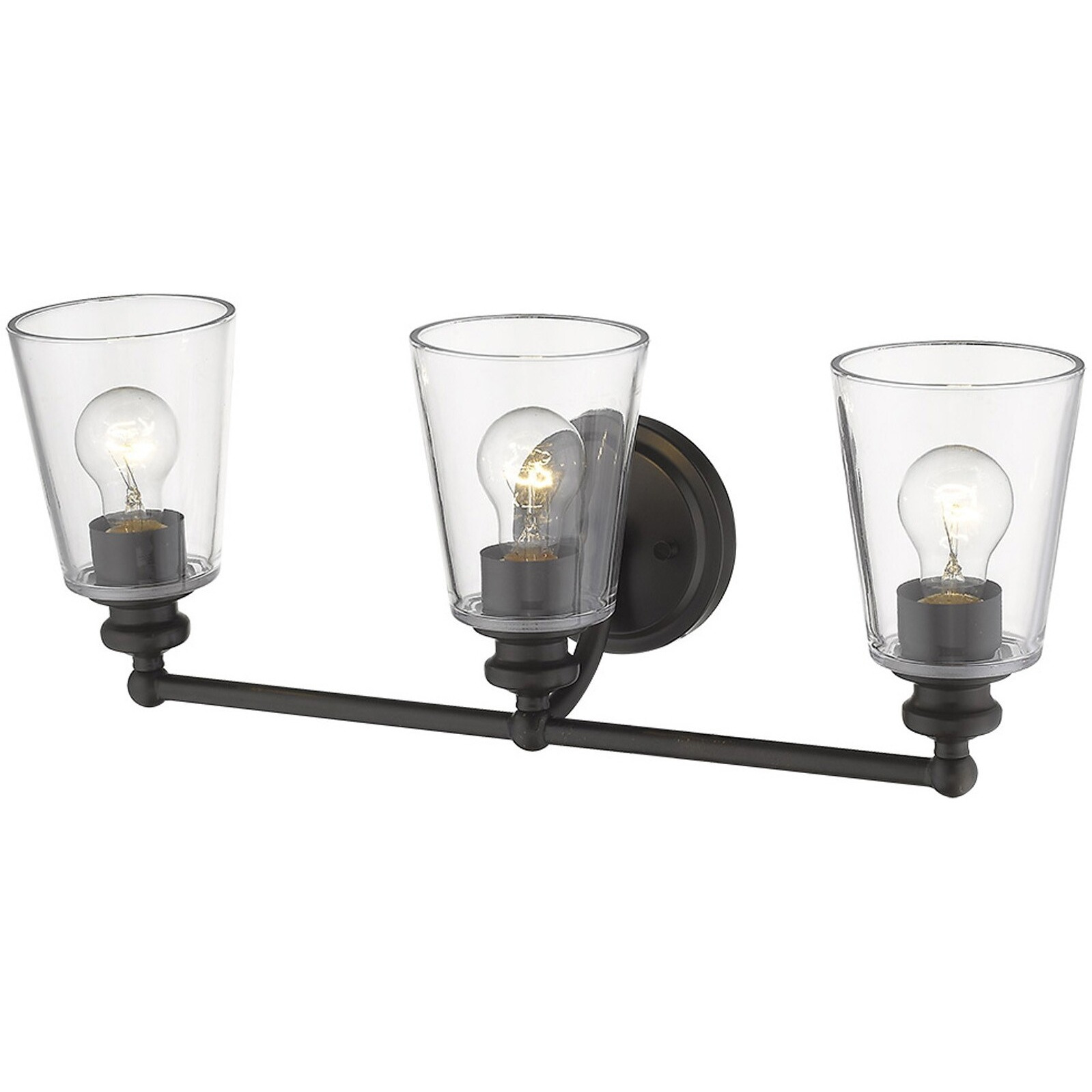 Three Light Antique Bronze Glass Shade Wall Sconce