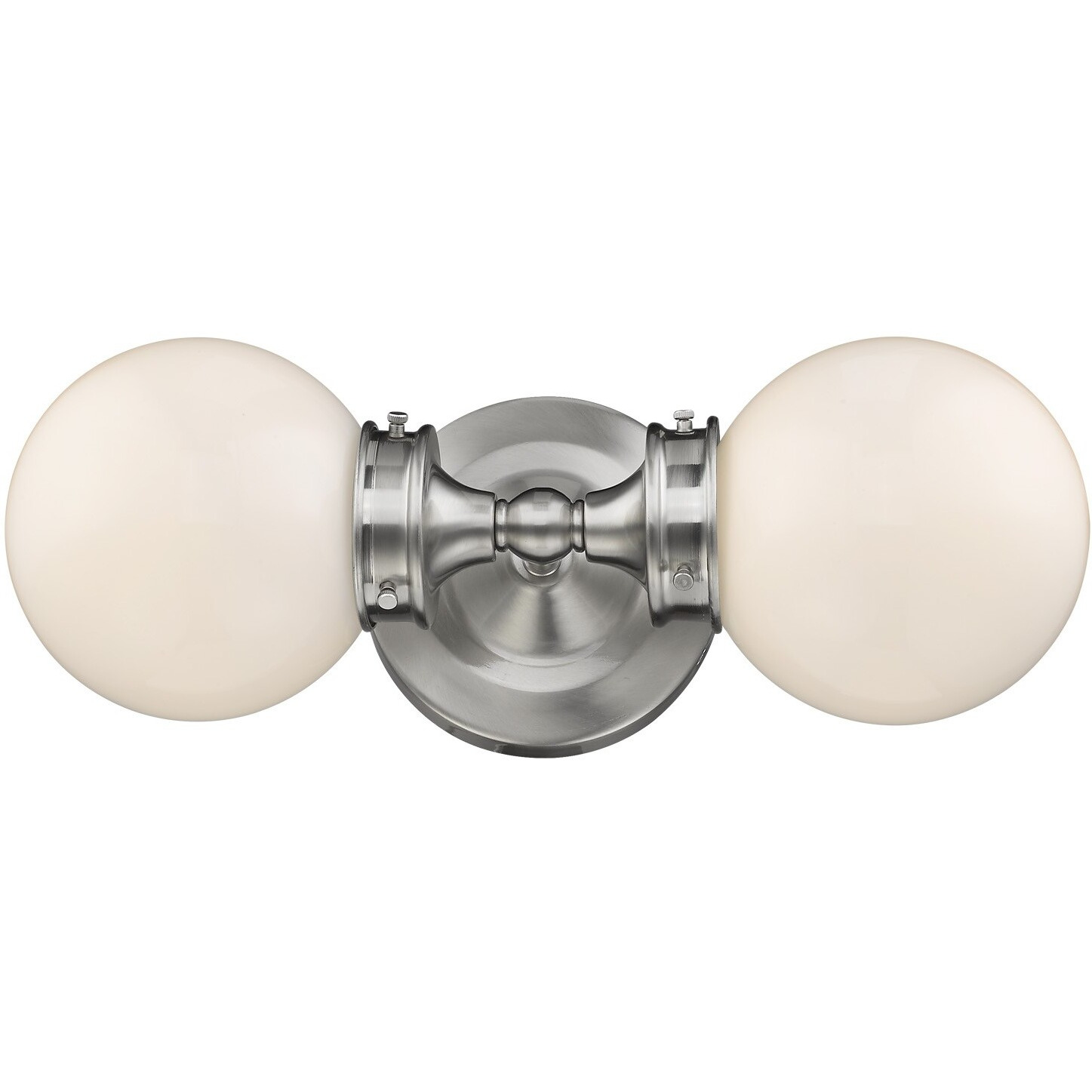 Two Light Silver Wall Sconce With Round Frosted Glass Shade
