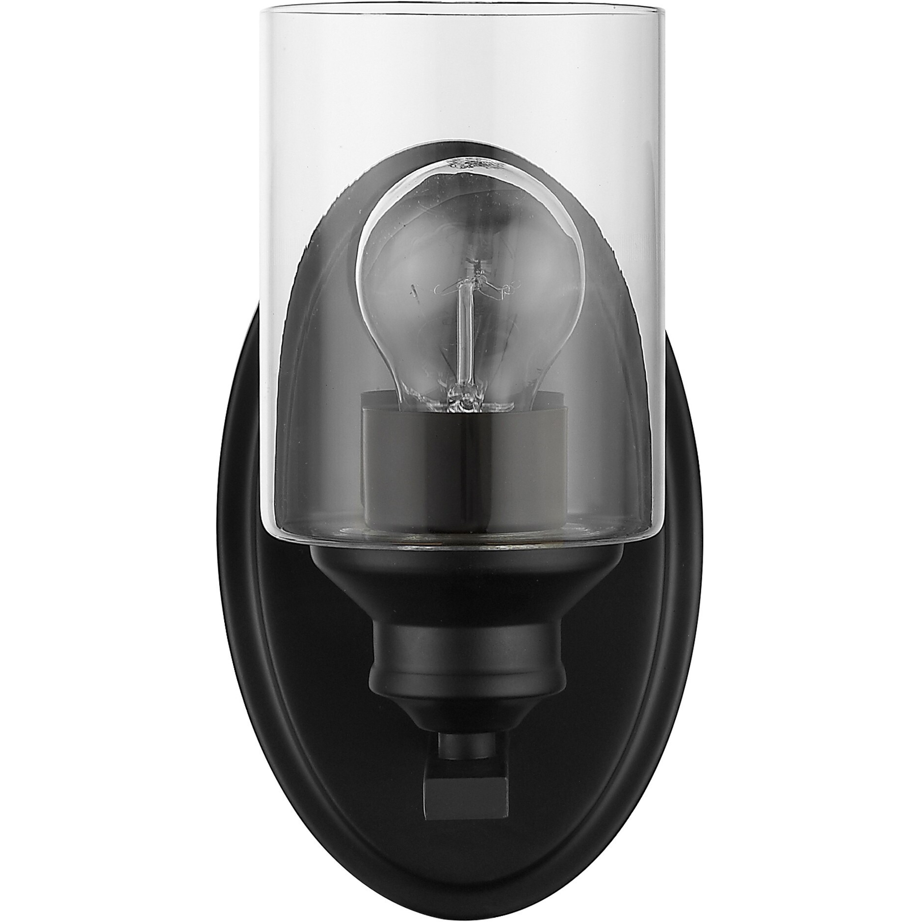 One Light Matte Black Wall Light With Clear Glass Shade