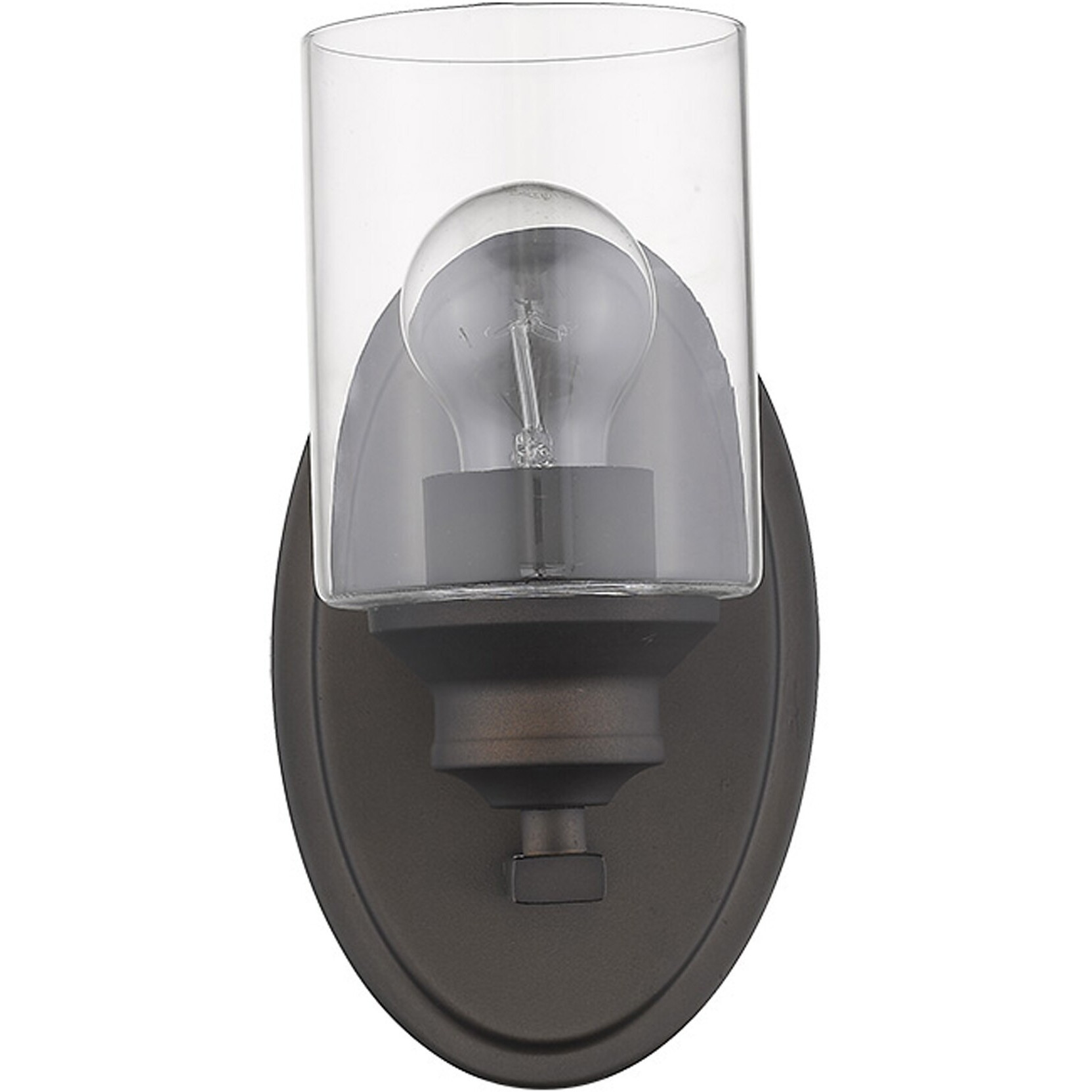 One Light Bronze Wall Light With Clear Glass Shade