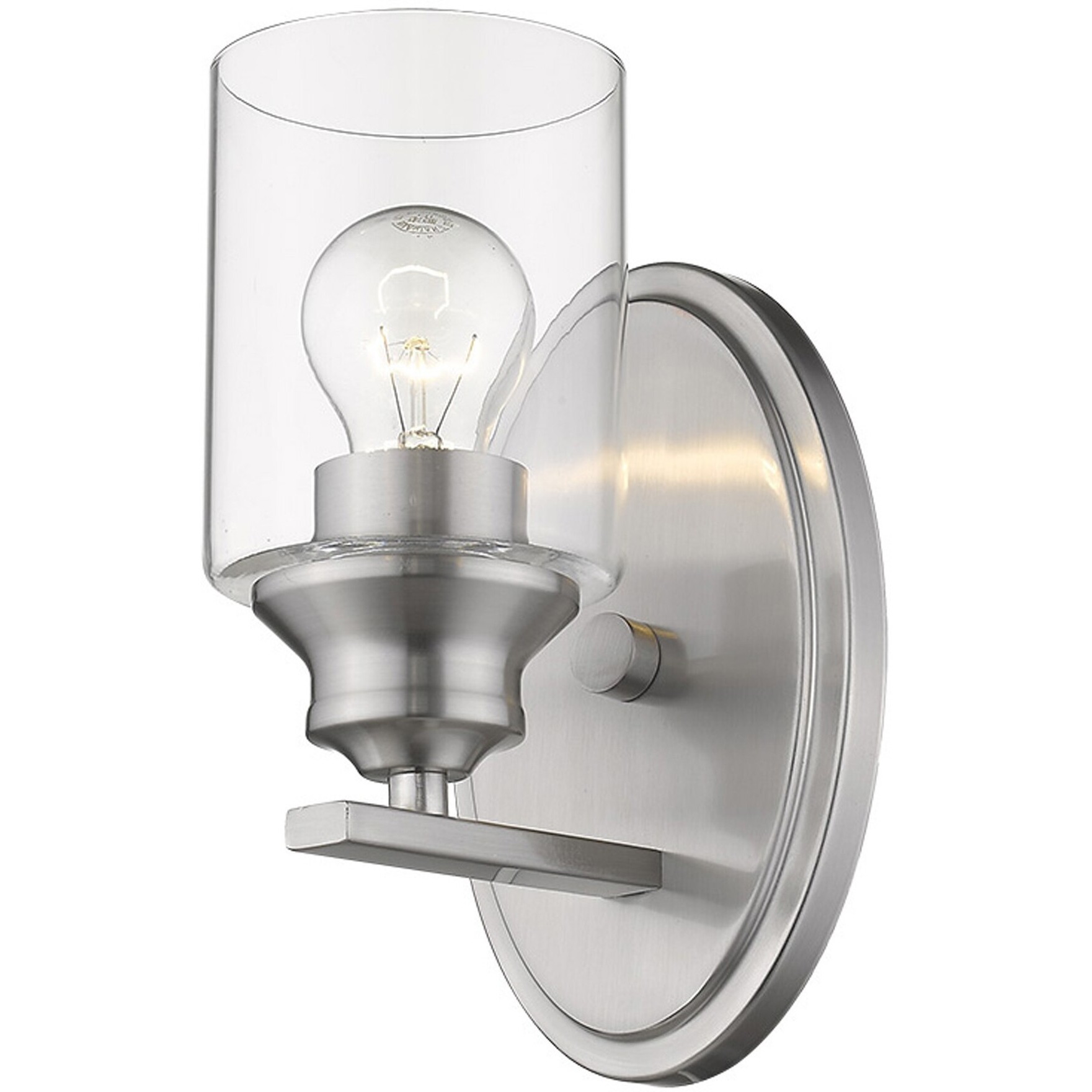 One Light Silver Wall Light With Clear Glass Shade