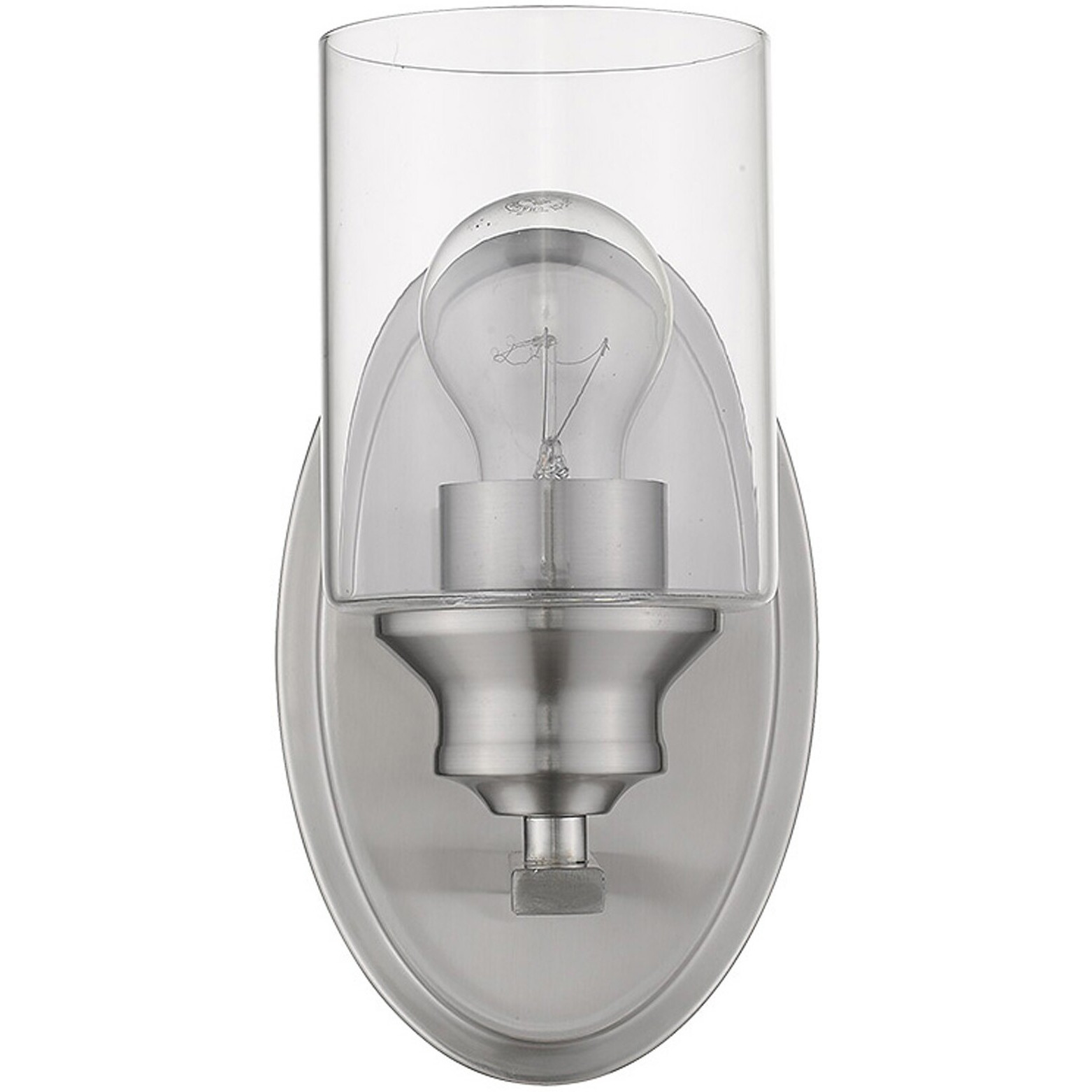 One Light Silver Wall Light With Clear Glass Shade