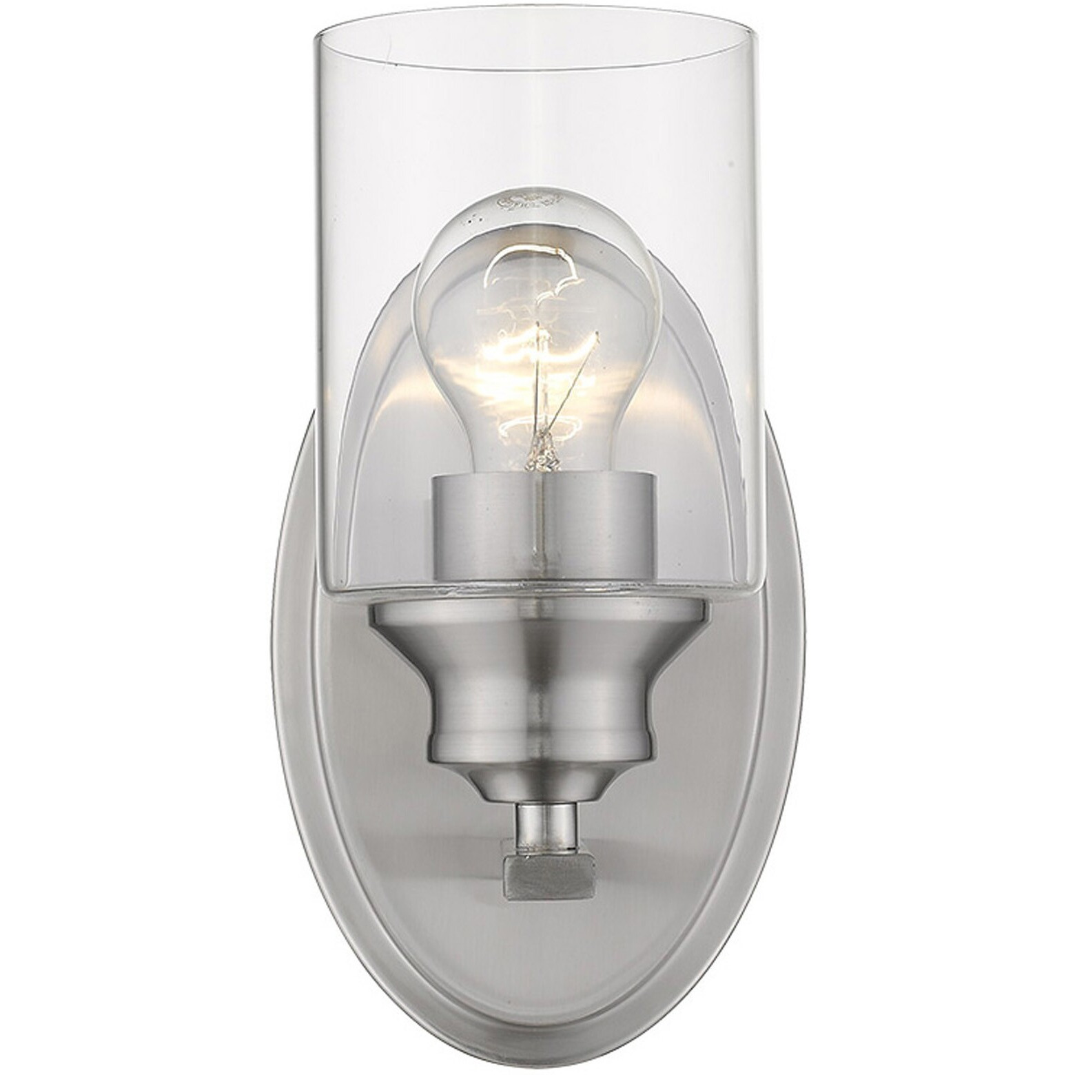 One Light Silver Wall Light With Clear Glass Shade