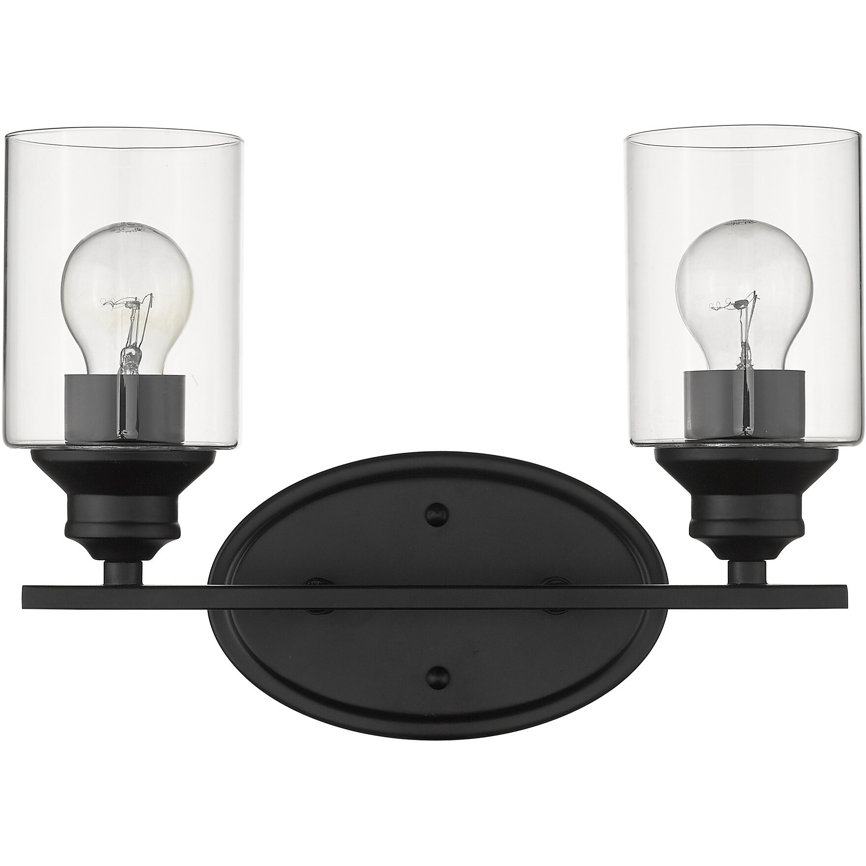 Two Light Matte Black Wall Light With Clear Glass Shade