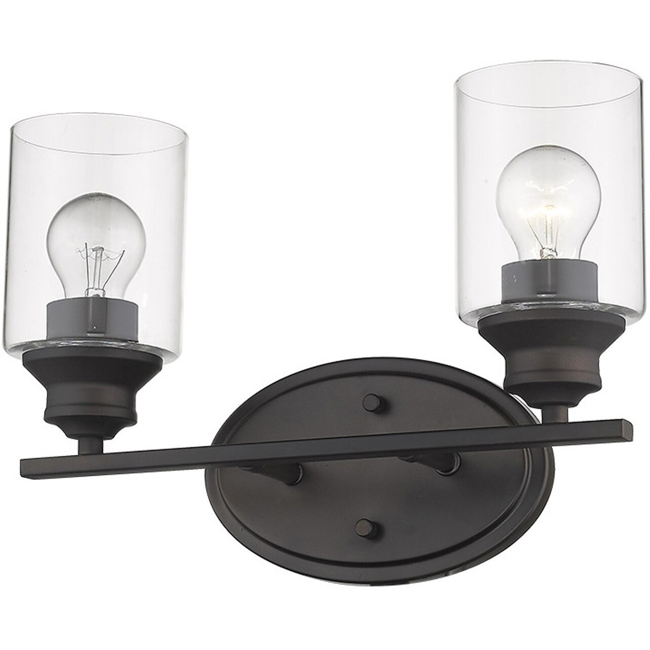 Two Light Bronze Wall Light With Clear Glass Shade