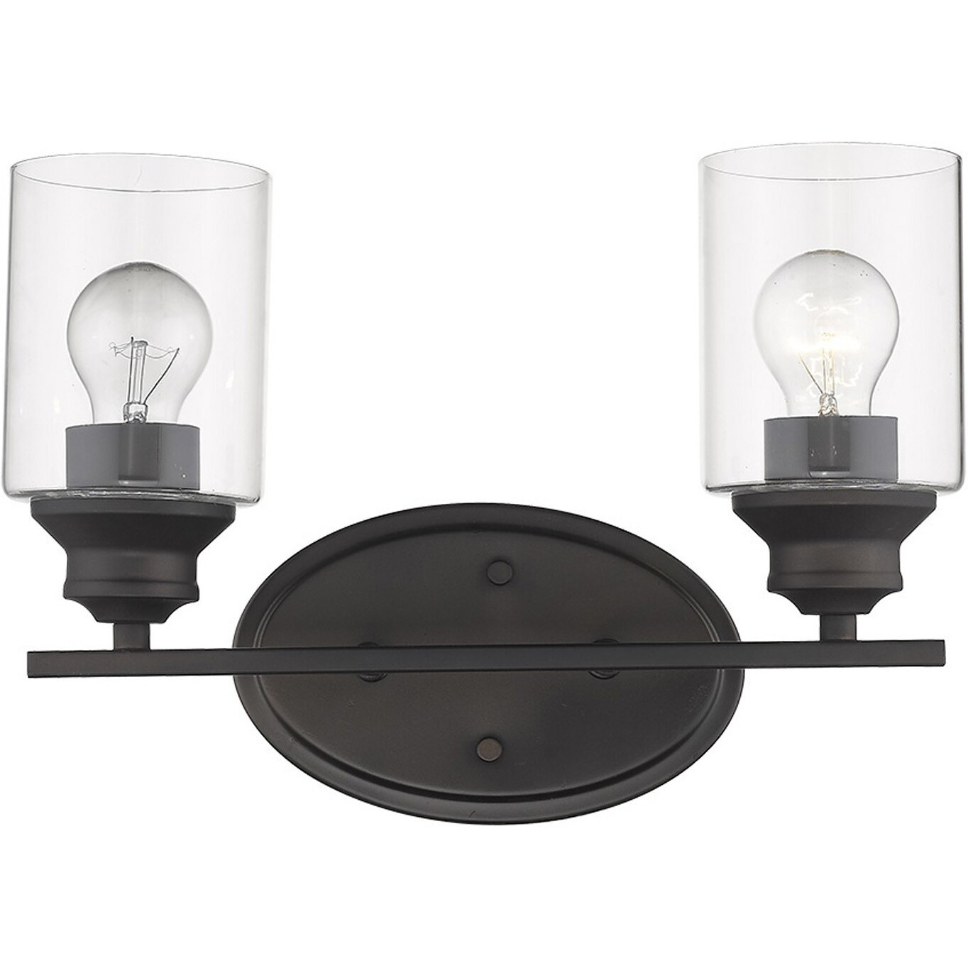 Two Light Bronze Wall Light With Clear Glass Shade