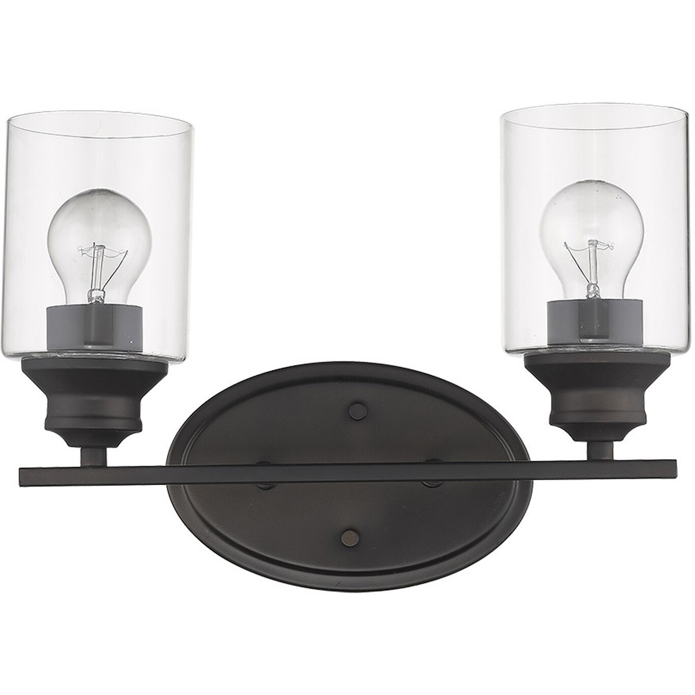 Two Light Bronze Wall Light With Clear Glass Shade