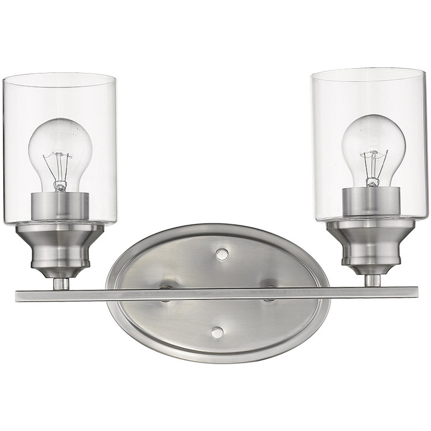 Two Light Silver Wall Light With Clear Glass Shade