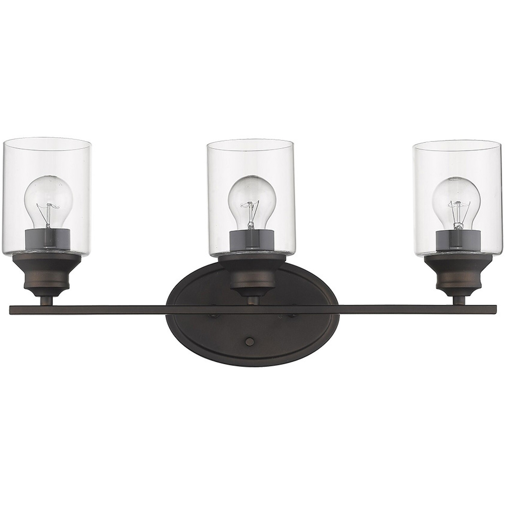 Three Light Bronze Wall Light With Clear Glass Shade
