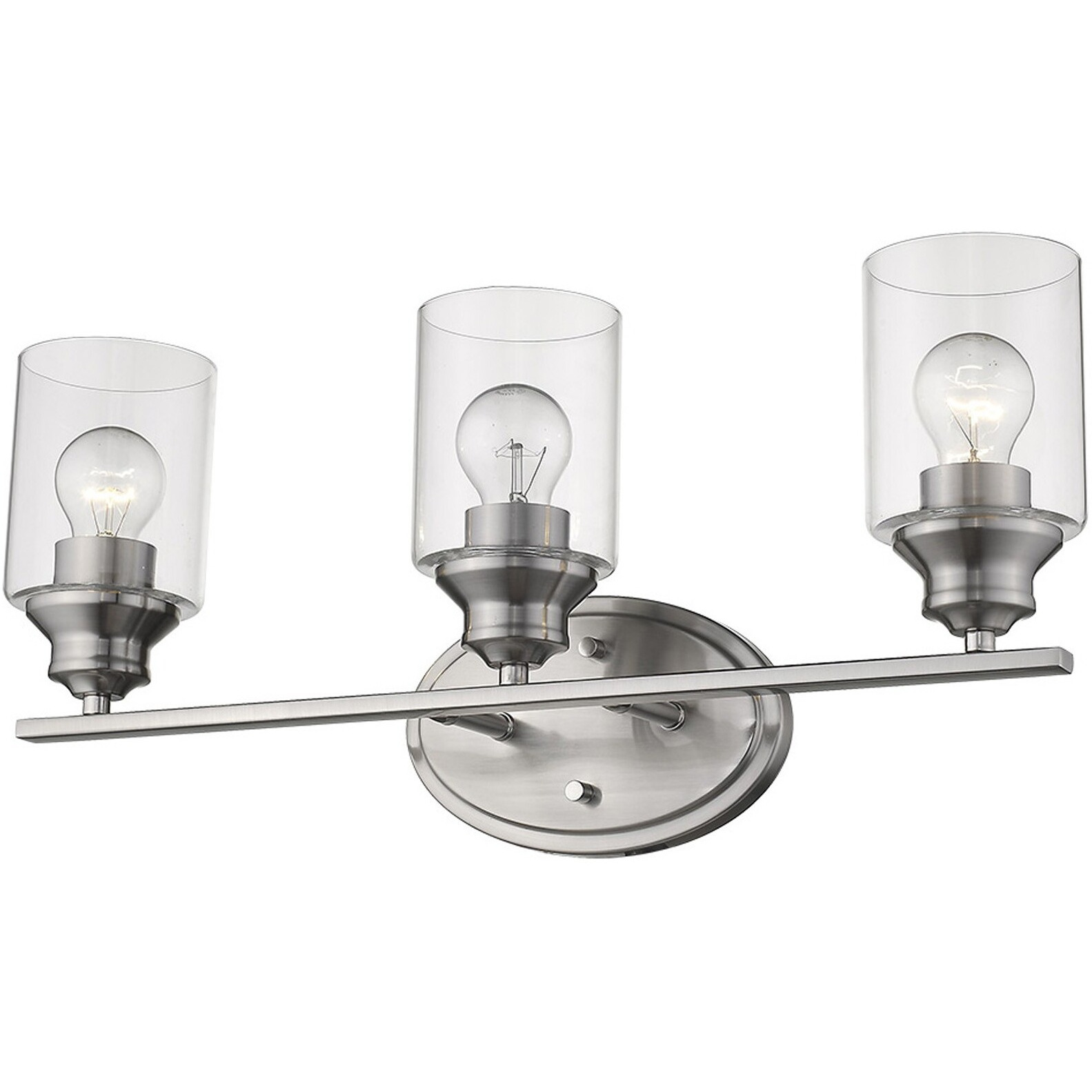 Three Light Silver Wall Light With Clear Glass Shade