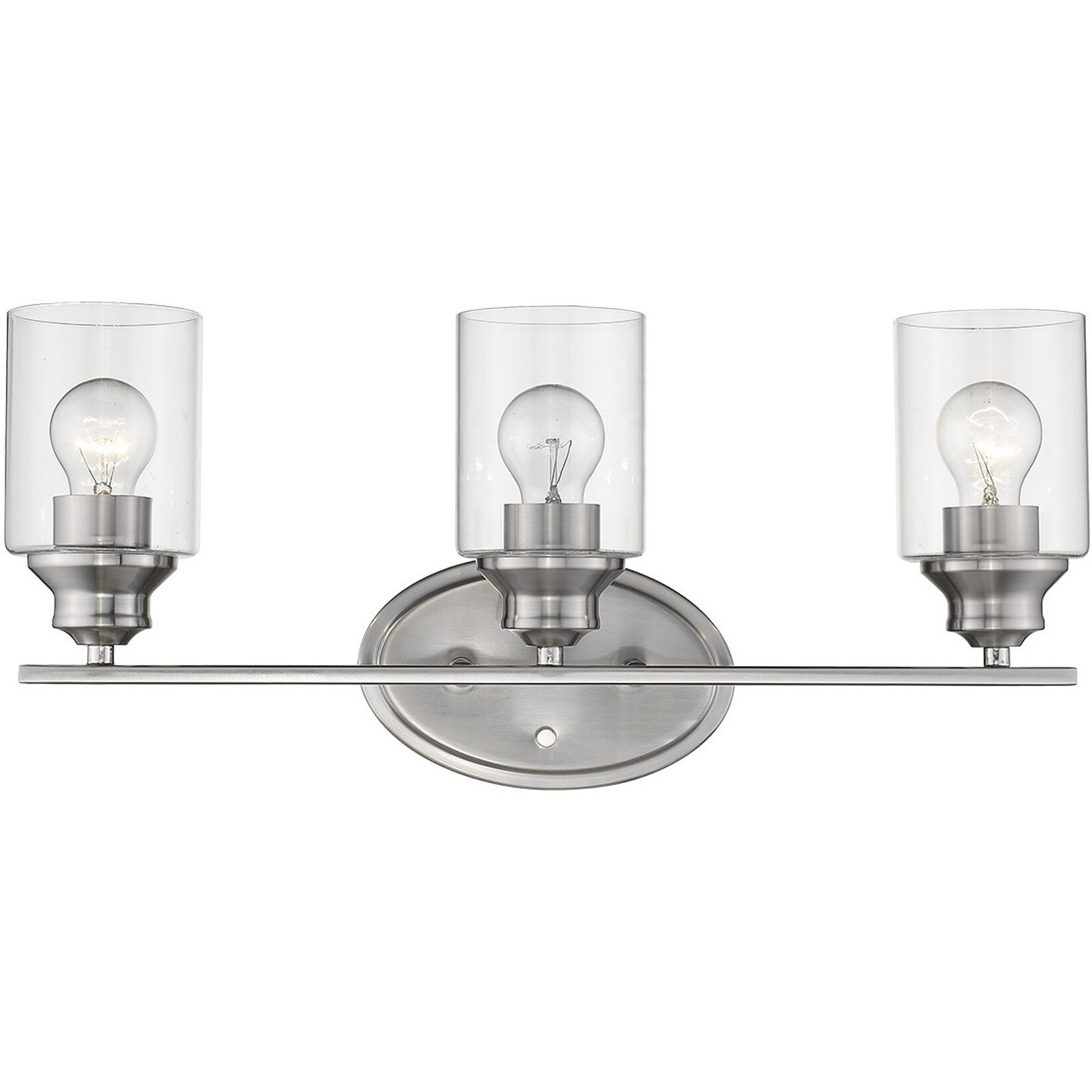 Three Light Silver Wall Light With Clear Glass Shade