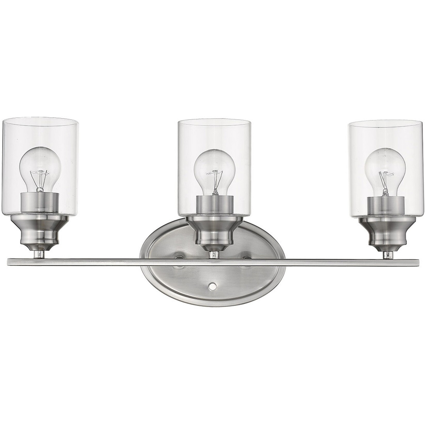 Three Light Silver Wall Light With Clear Glass Shade