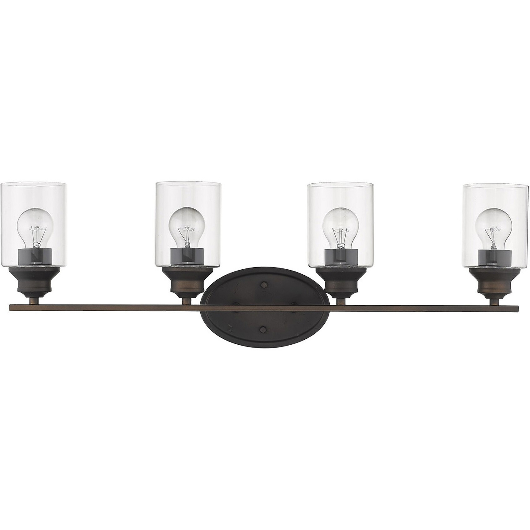 Four Light Bronze Wall Light With Clear Glass Shade