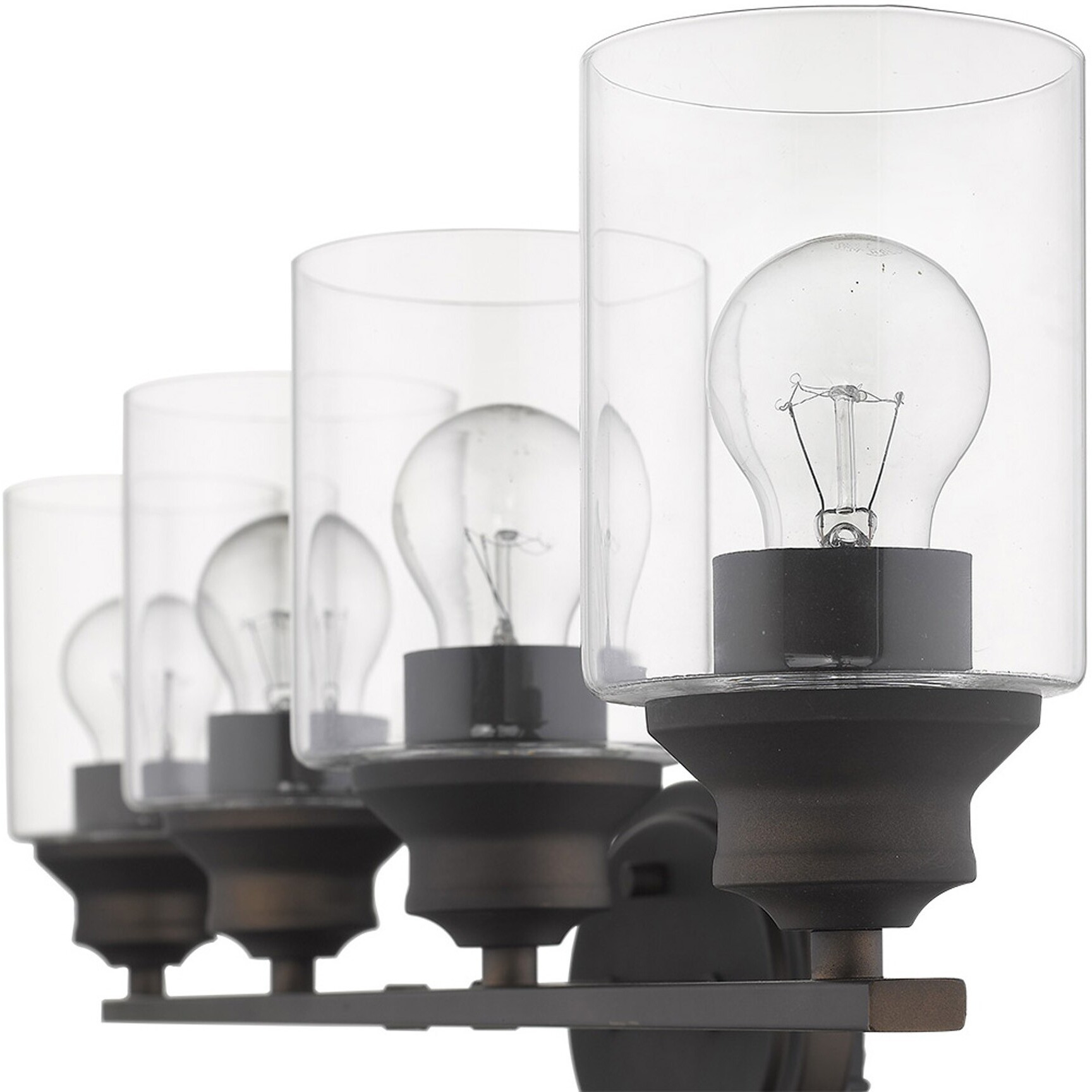 Four Light Bronze Wall Light With Clear Glass Shade