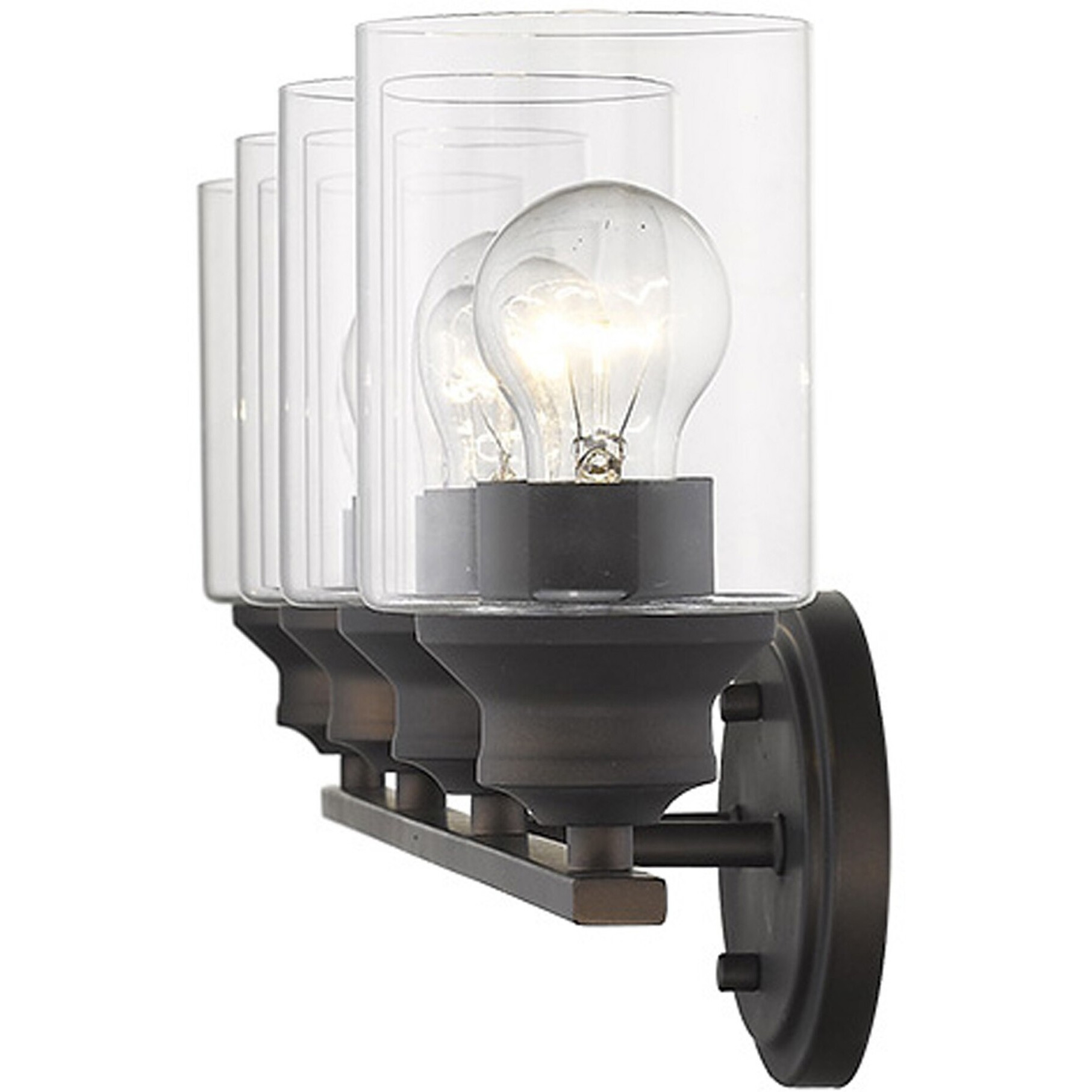 Four Light Bronze Wall Light With Clear Glass Shade