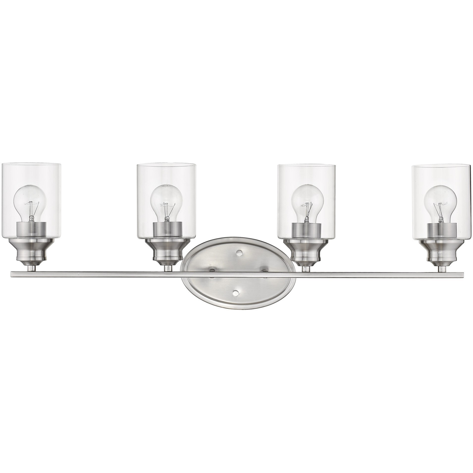 Four Light Silver Wall Light With Clear Glass Shade