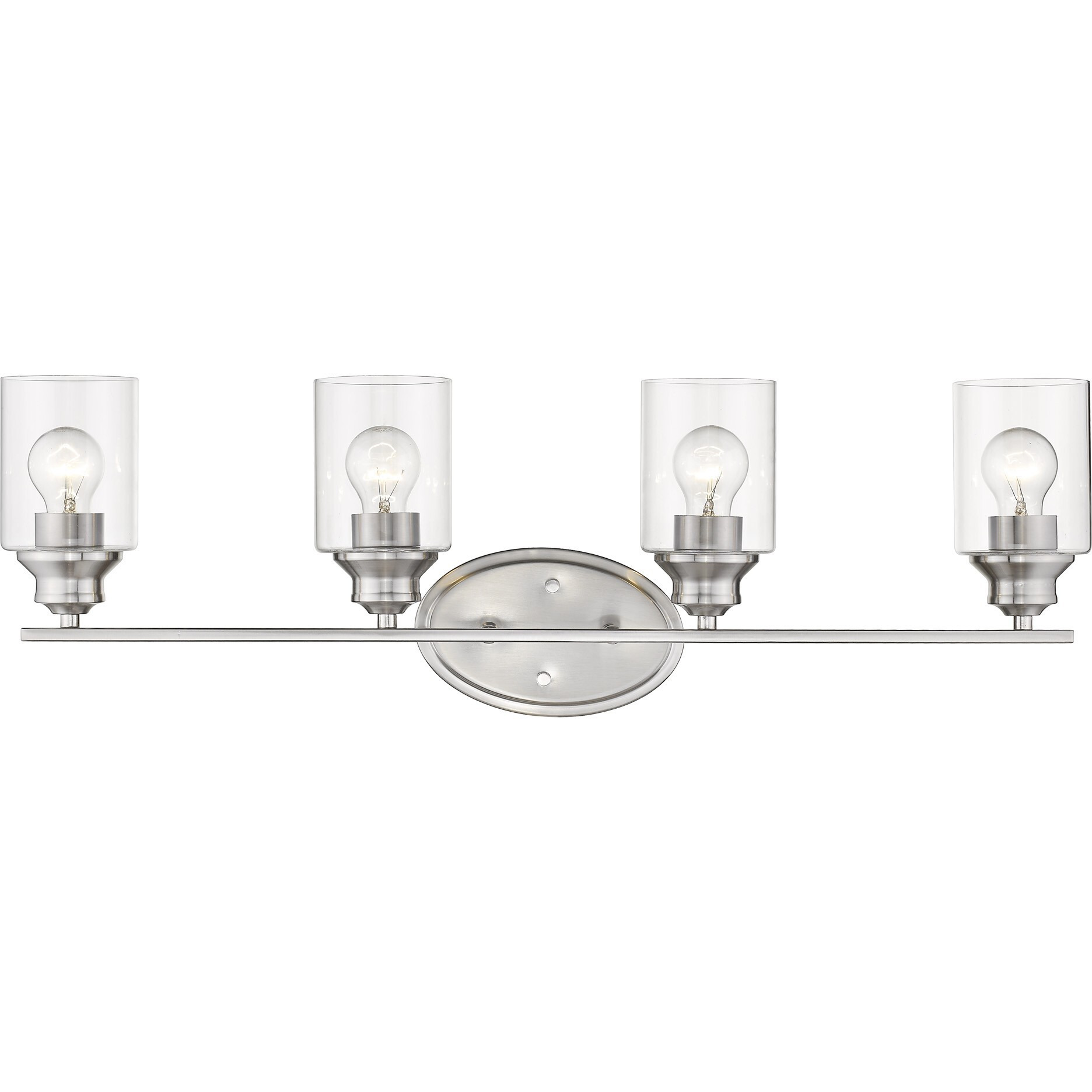 Four Light Silver Wall Light With Clear Glass Shade