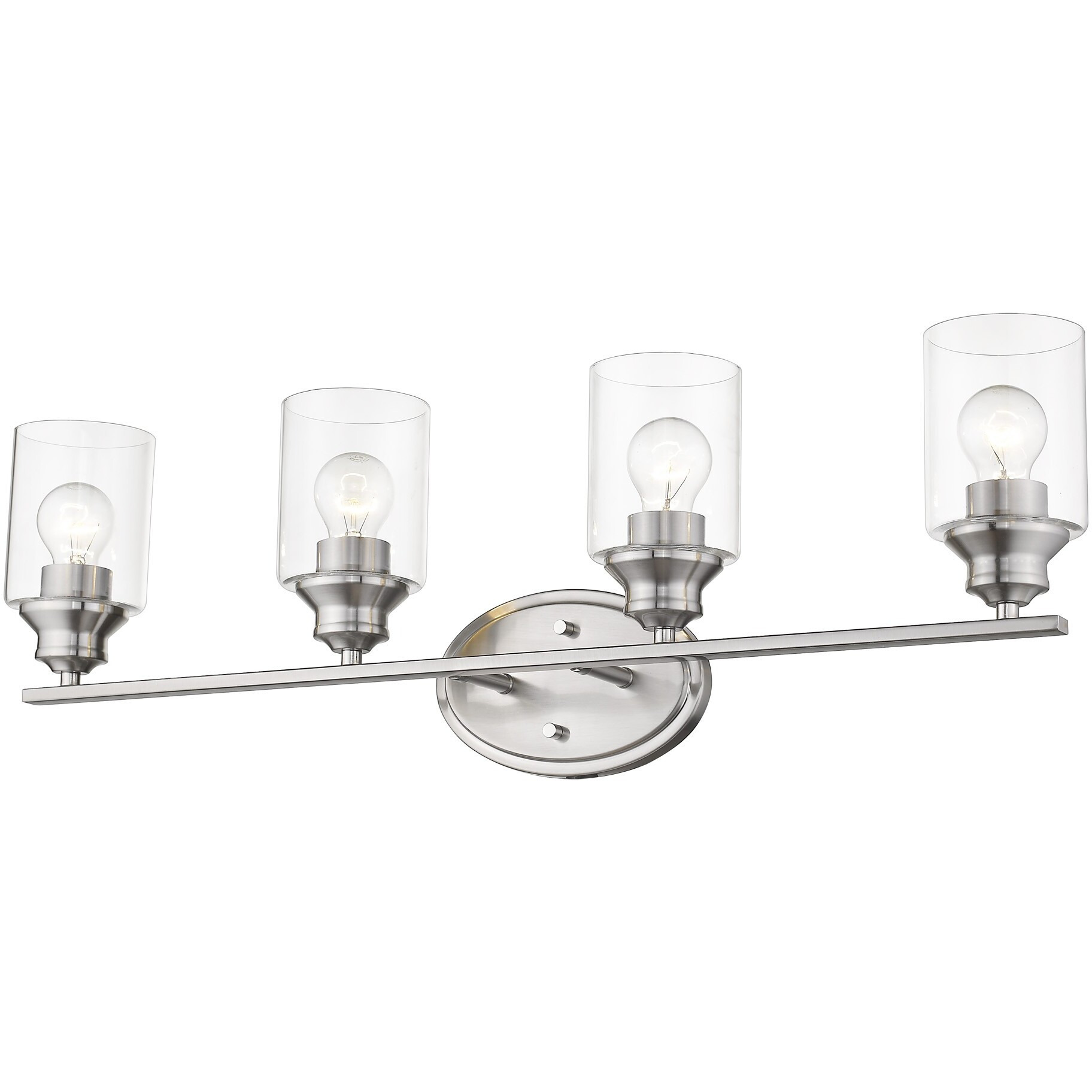 Four Light Silver Wall Light With Clear Glass Shade