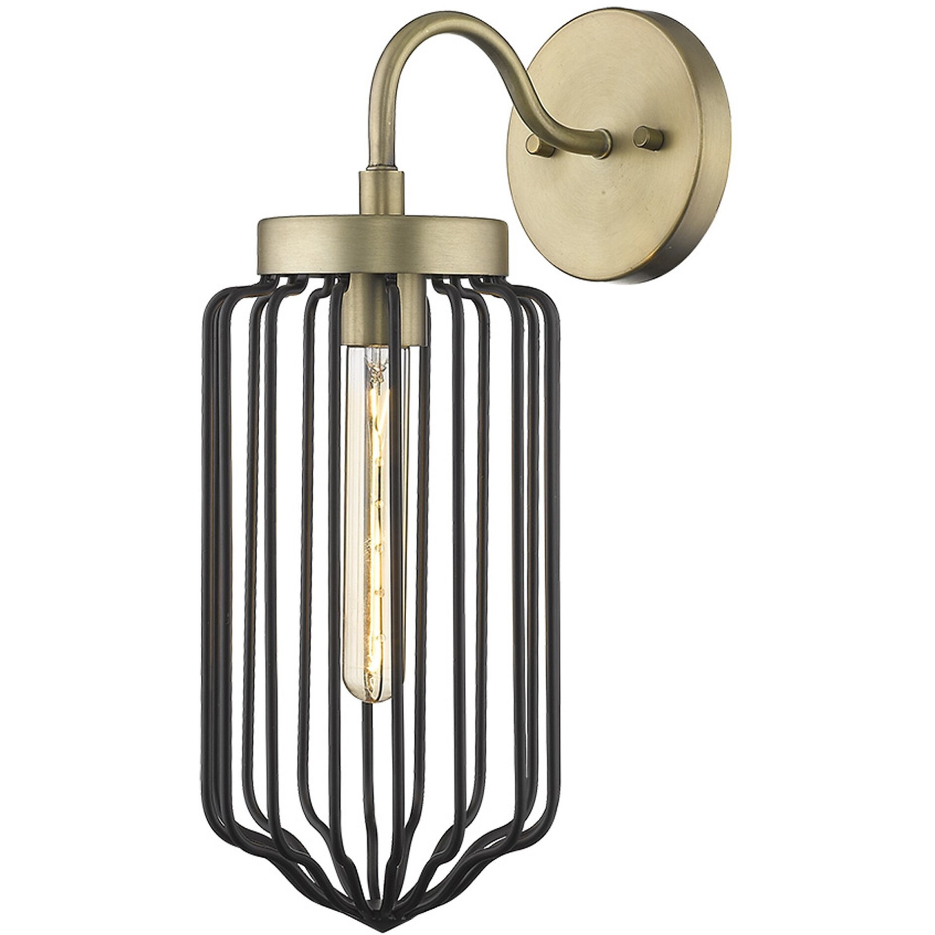 Gold And Black Metal Cage Wall Sconce