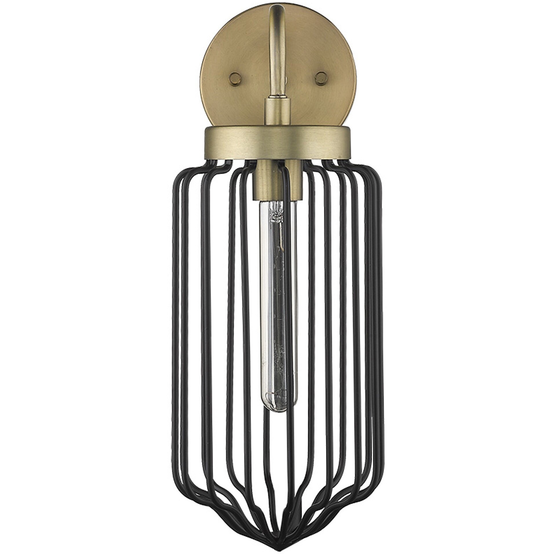 Gold And Black Metal Cage Wall Sconce