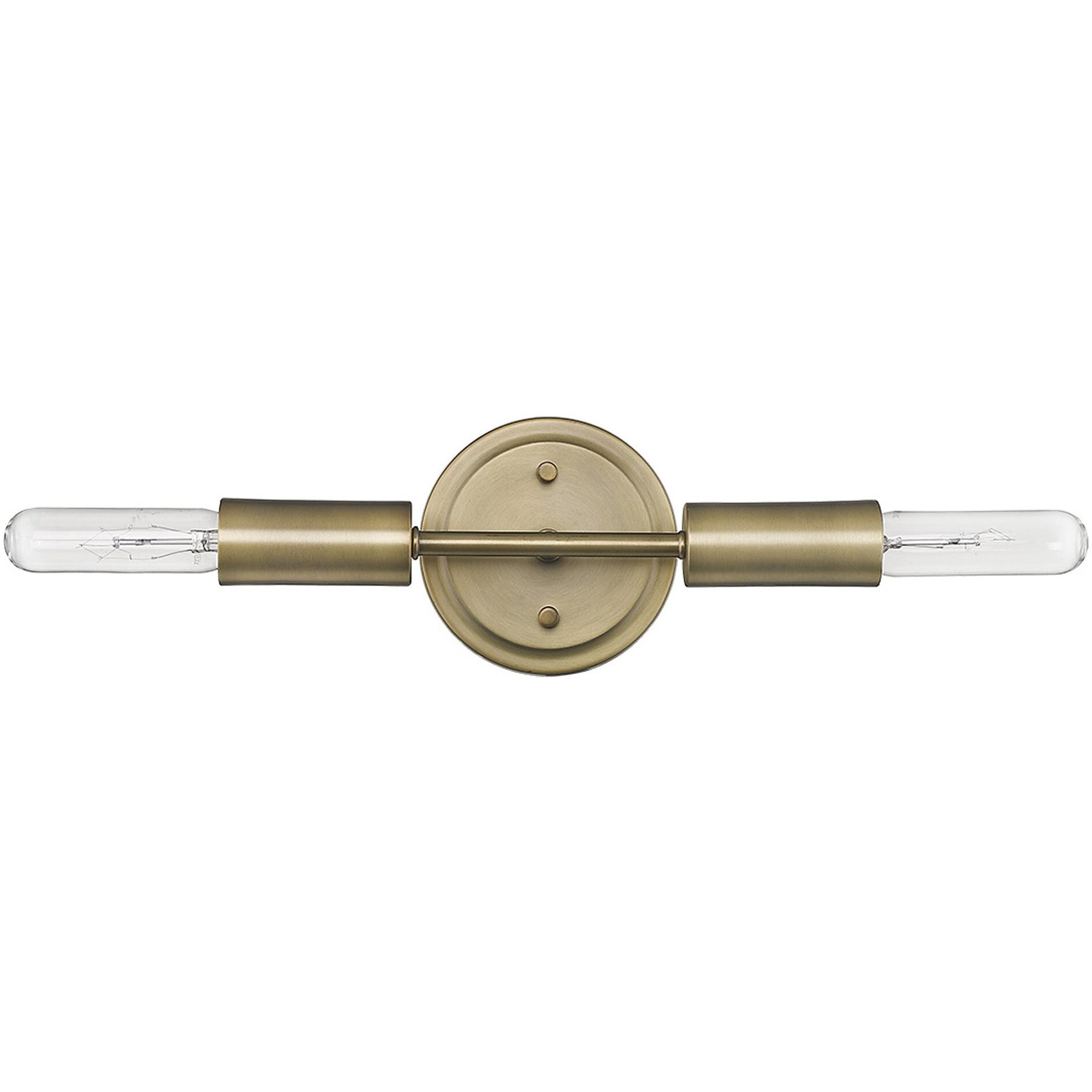 Two Light Dull Gold Narrow Bulb Wall Light