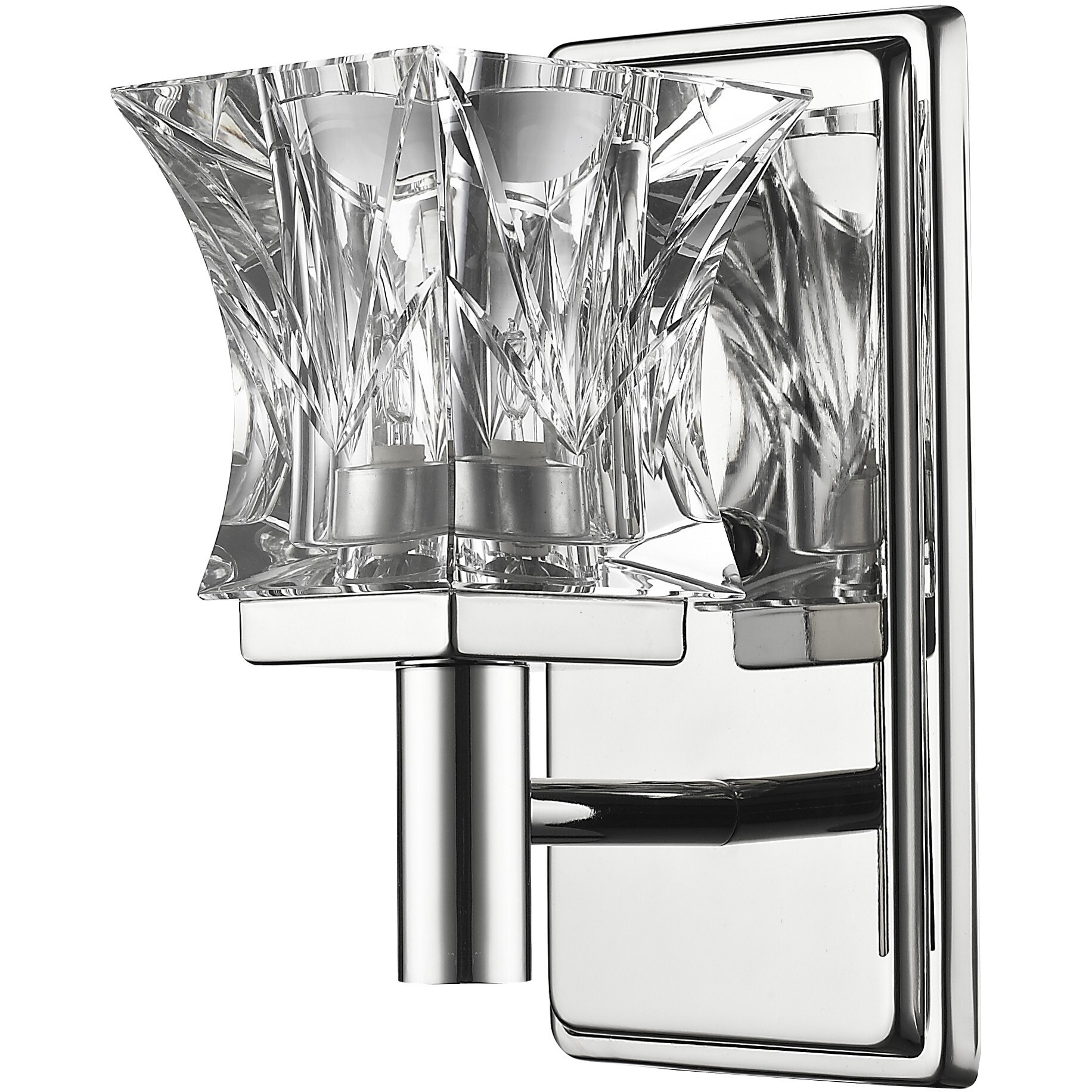 Arabella 1-Light Polished Nickel Sconce With Pressed Crystal Shade