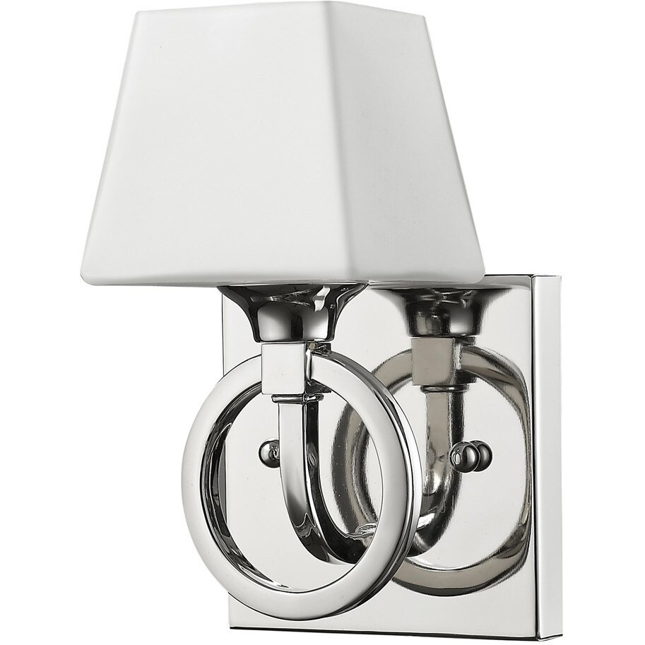 Silver Metal Wall Light With Frosted Glass Shade