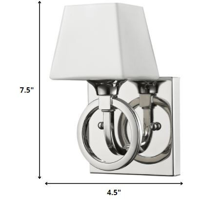 Silver Metal Wall Light With Frosted Glass Shade