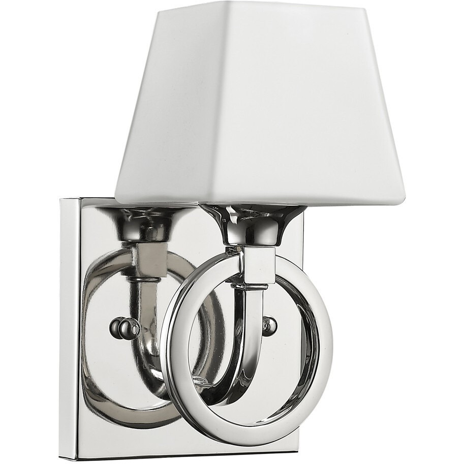 Silver Metal Wall Light With Frosted Glass Shade
