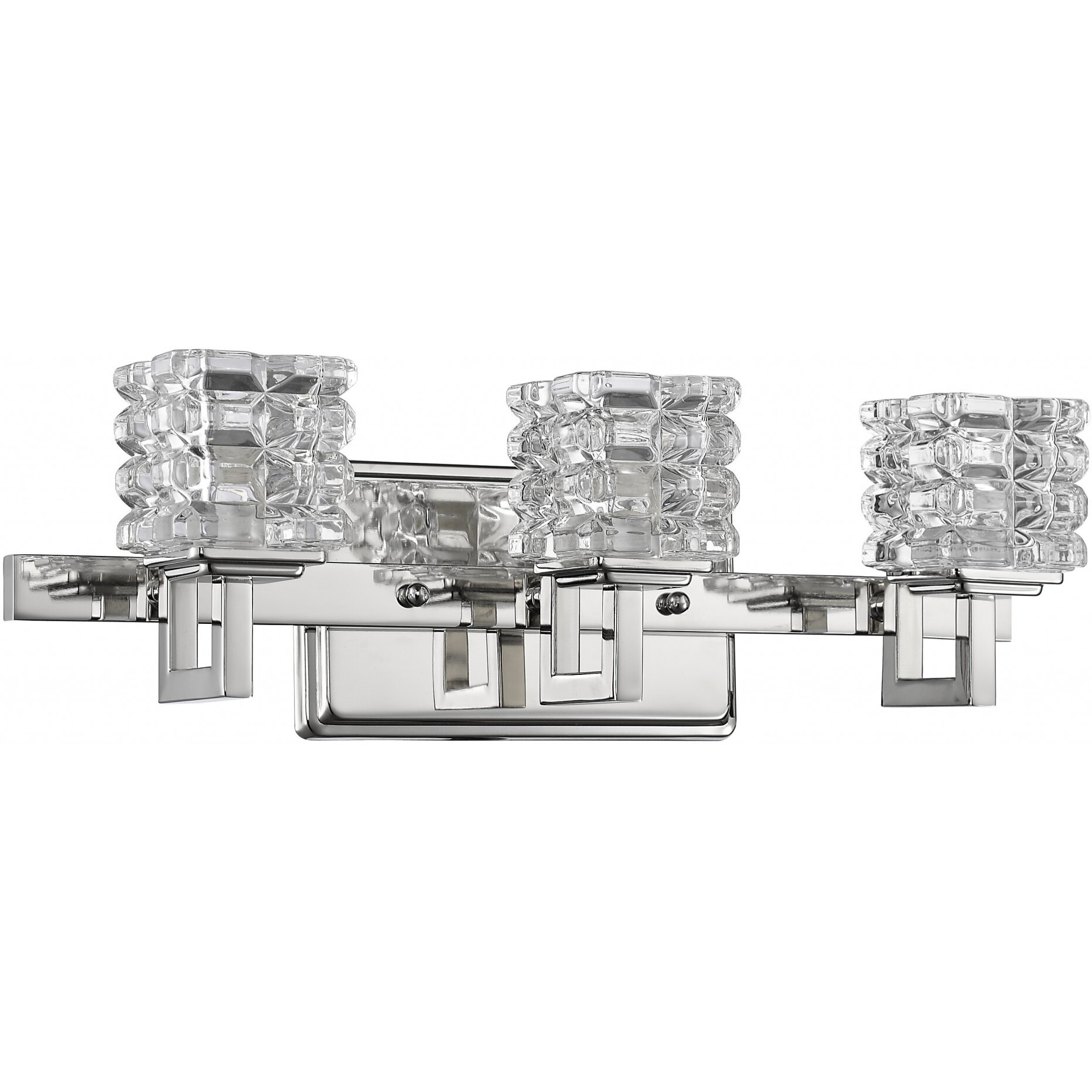 Coralie 3-Light Polished Nickel Sconce With Pressed Crystal Shades