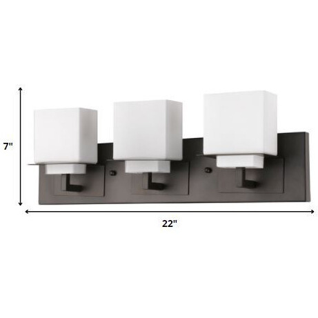 Rampart 3-Light Oil-Rubbed Bronze Vanity Light With Etched Glass Shades