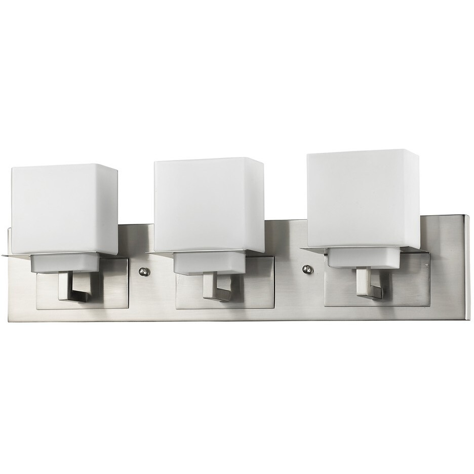 Rampart 3-Light Satin Nickel Vanity Light With Etched Glass Shades