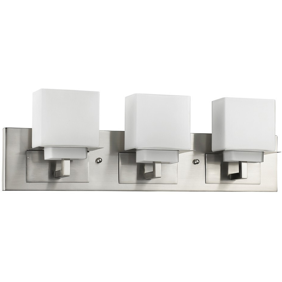 Rampart 3-Light Satin Nickel Vanity Light With Etched Glass Shades