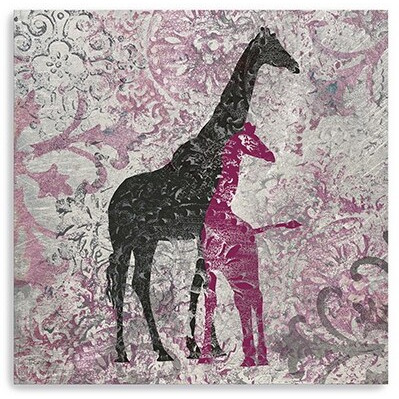 40"" Exotic Pink Giraffes Canvas Wall Art