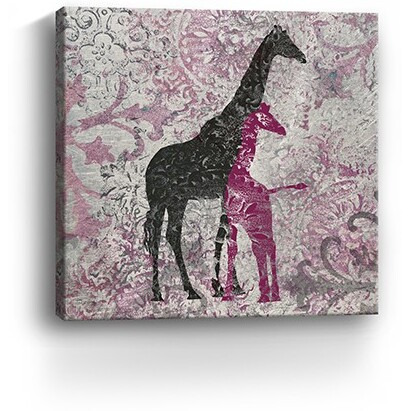 40"" Exotic Pink Giraffes Canvas Wall Art