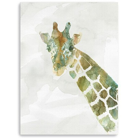 32"" X 24"" Abstract Marble Watercolor Giraffe Canvas Wall Art