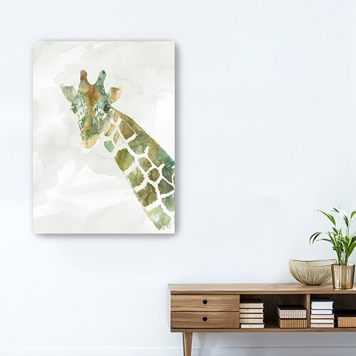 32"" X 24"" Abstract Marble Watercolor Giraffe Canvas Wall Art
